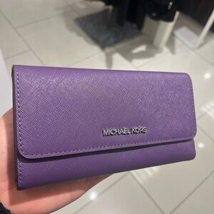 Michael Kors Dark Purple Trifold Wallet